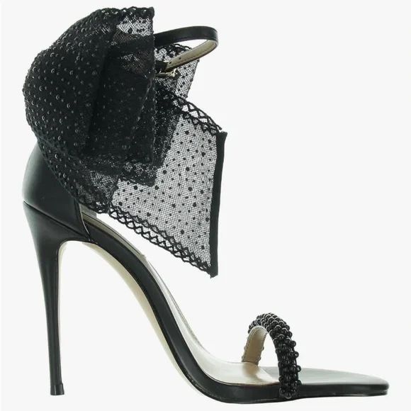 NWOB - Steve Madden Black Lace Embellished Heels - Picture 2 of 9